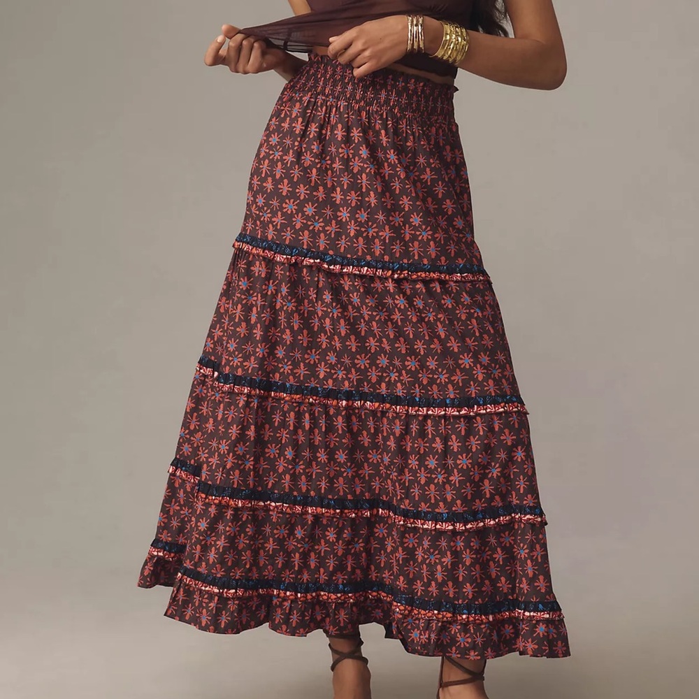 By Anthropologie Genevieve Maxi Skirt
